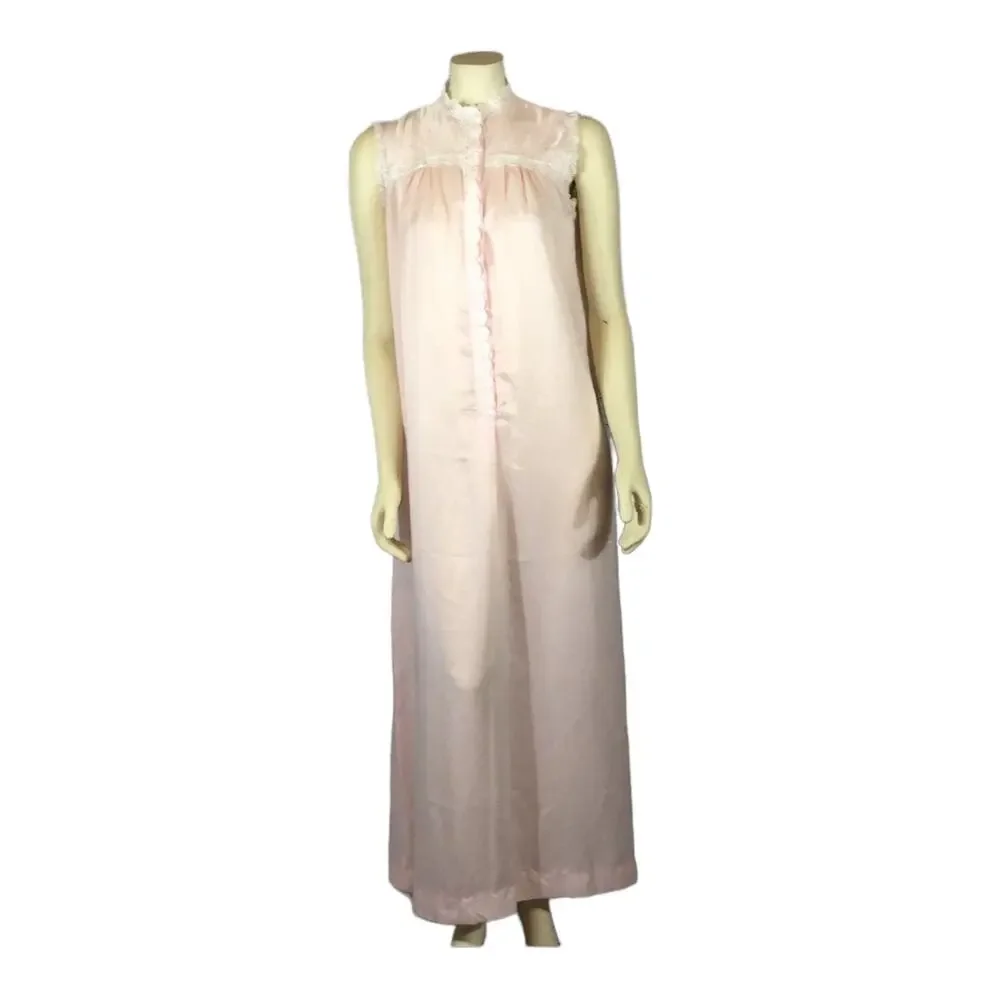 Late 1960s Christian Dior Lingerie Pink Lace Nightgown Slip Dress size Small